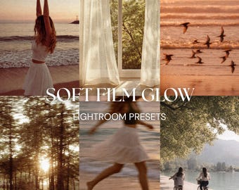 Soft Film Glow Lightroom Preset – Summer Warm Airy Film Look, Golden Hour Aesthetic, Creamy Skin Tones, Boho Insta Filter, Mobile  Desktop