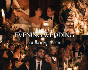 Evening Candlelit Wedding Lightroom Presets, Moody Evening Wedding Photography Presets, Romantic Evening Presets, Cozy Evening Presets