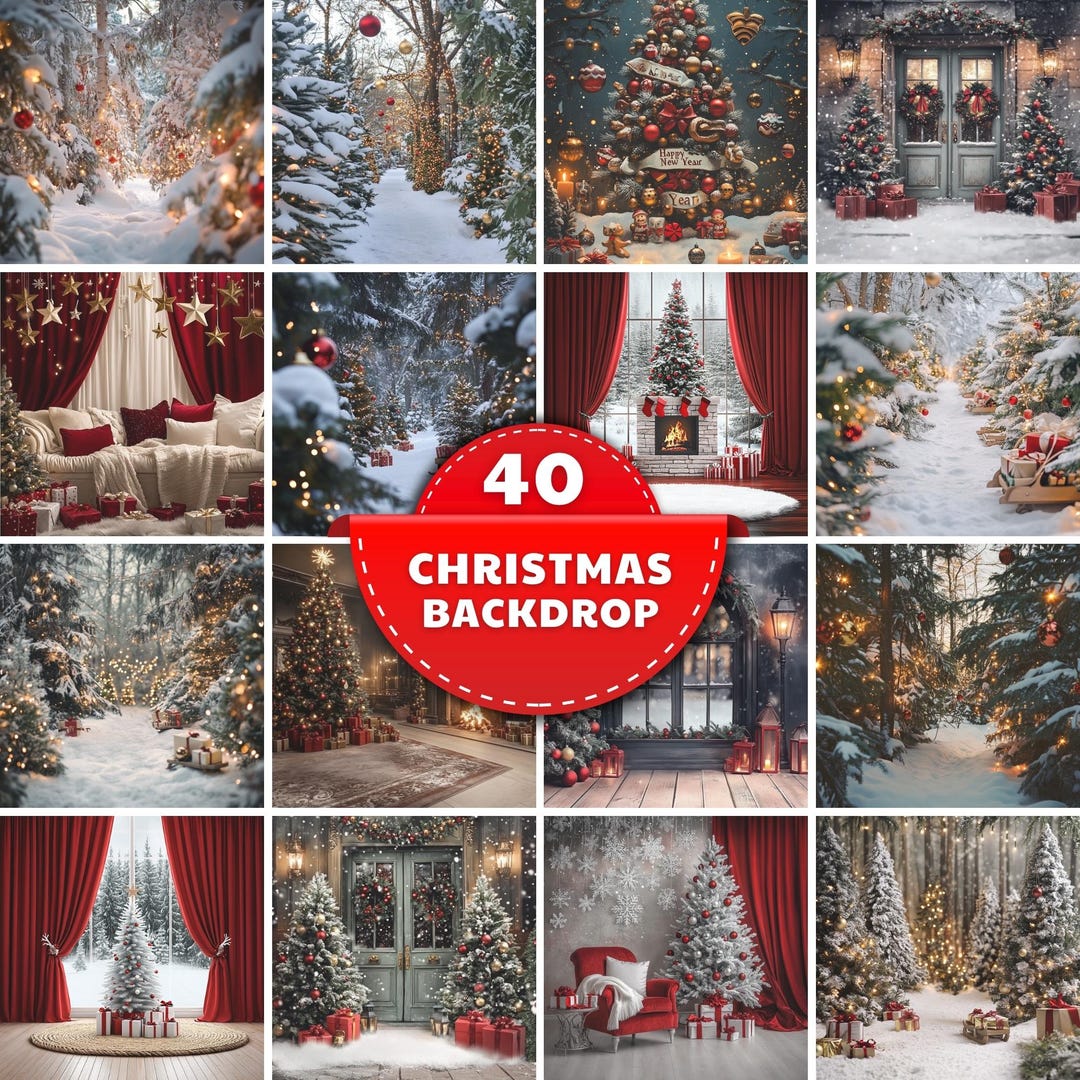 Christmas Tree Digital Backdrop: Family Portrait Backgrounds (digital ...