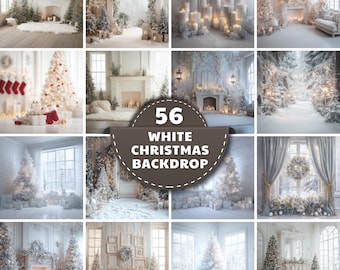 Christmas White Backdrop, Christmastime Photography Backdrop Bundle, Christmas Photo overlays