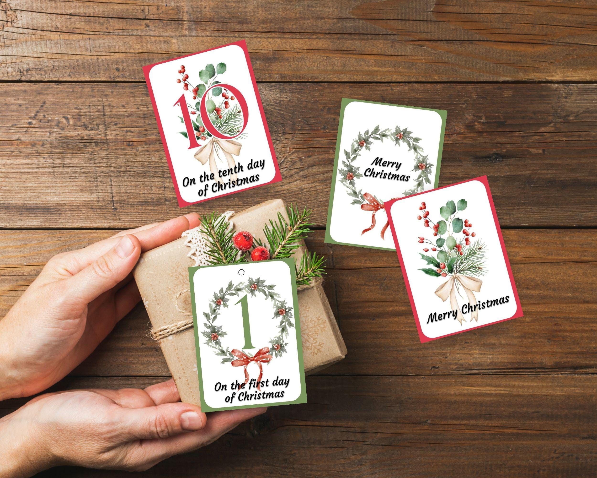 Printable 12 Days of Christmas Gift Tags, Twelve Days of Christmas Tags ...