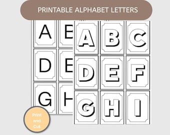 Printable alphabet letters, black and white alphabet letters, alphabet cards for preschool, kindergarten, and homeschooling