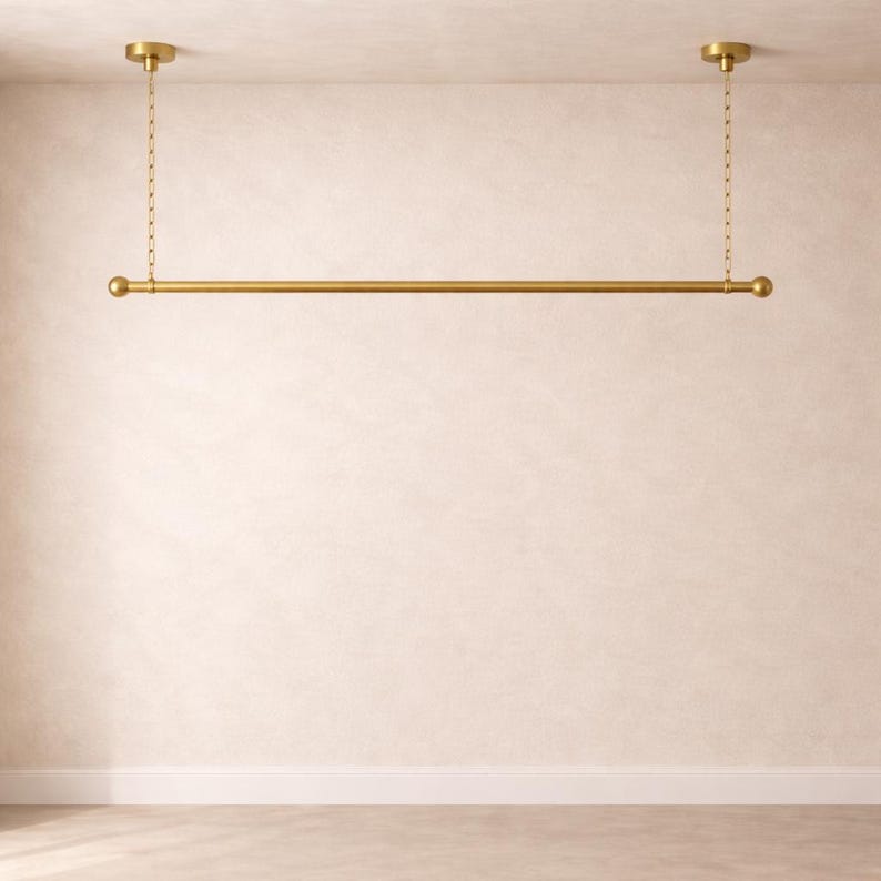 Solid Brass Ceiling Clothes Rack, Chain Suspension Garment Rail ...
