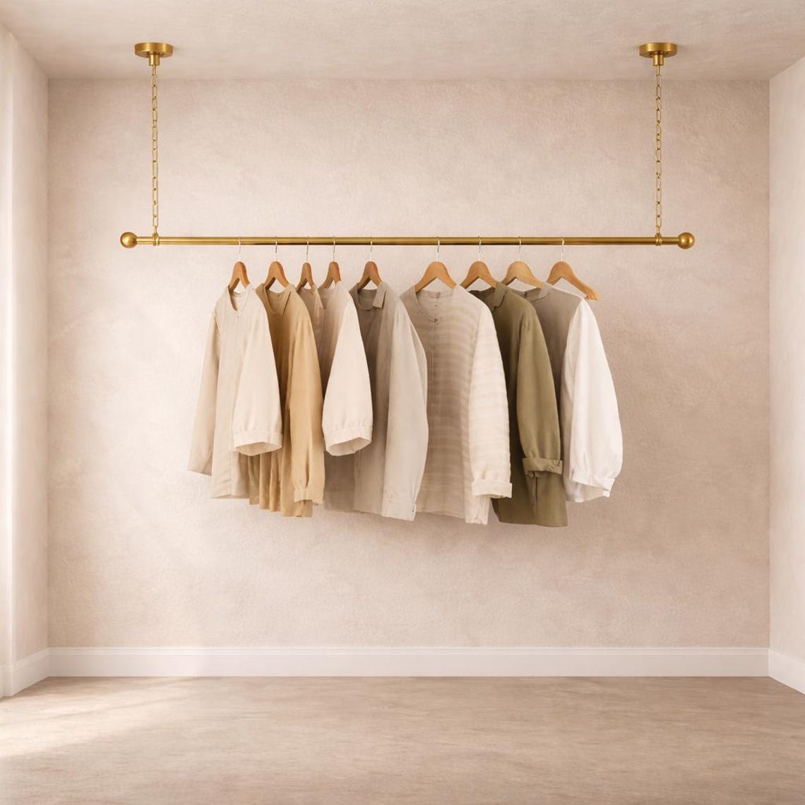 Solid Brass Ceiling Clothes Rack, Chain Suspension Garment Rail ...