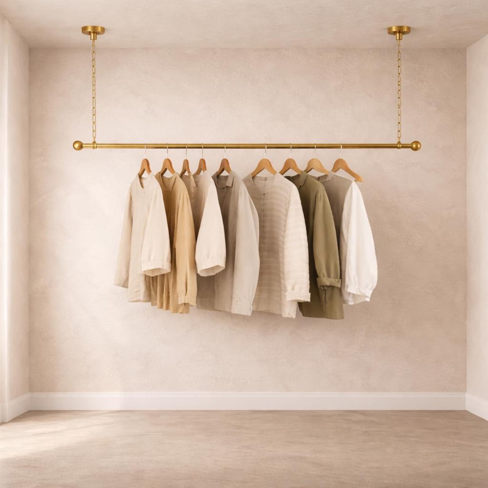 Solid Brass Ceiling Clothes Rack, Chain Suspension Garment Rail ...