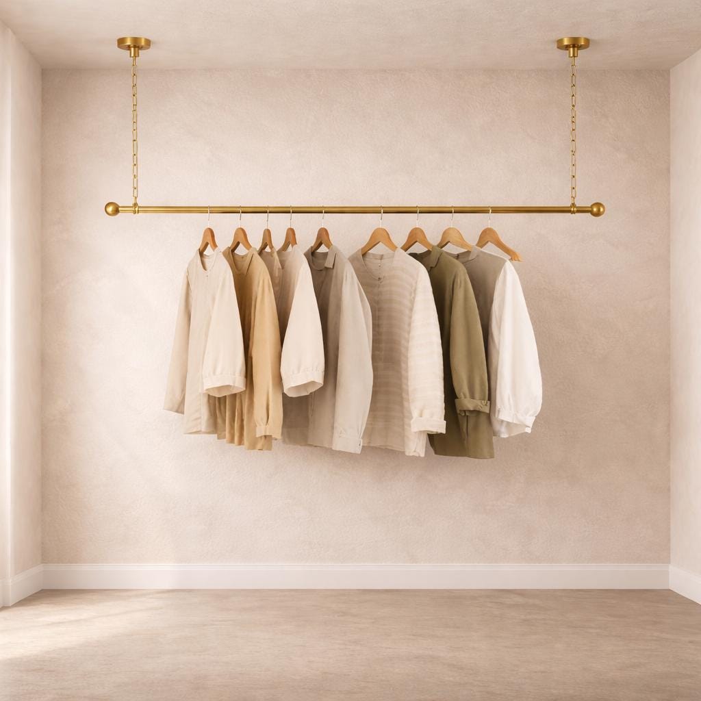 Solid Brass Ceiling Clothes Rack, Chain Suspension Garment Rail ...