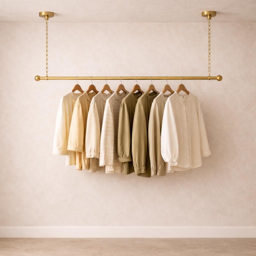Solid Brass Ceiling Clothes Rack, Chain Suspension Garment Rail ...