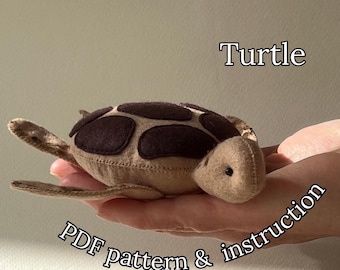 Ocean Baby Toy PDF Pattern, Step By Step Tutorial, PDF Felt Sea Turtle pattern, Easy Beginner Felt Animal Pattern, Turtle Sewing Pattern PDF