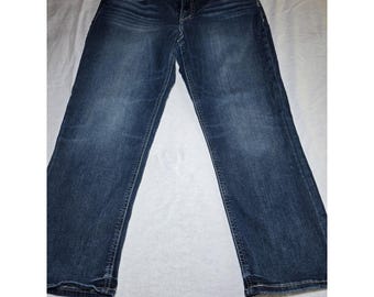 Silver Jeans Suki Capri Womens W32 Blue Denim Stretch.