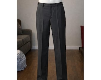 Perry Ellis Portfolio Pants Mens 34x30 Gray Pinstripe Dress Slacks Business