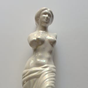 Vintage Handmade Iridescent Ceramic Venus de Milo Greek Goddess Sculpture 1980s