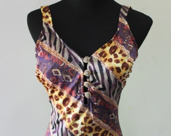 Vintage Mainstream Brand Women's One Piece Animal Print Swimsuit Size 14 1980s