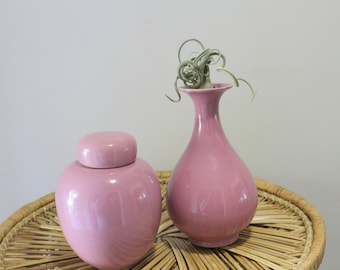 Vintage Hyalyn Ceramic Pink Vase and Urn Pottery 1980s