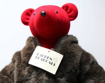 Vintage Lauren Bearcall Stuffed Animal Bear w/Fur Coat 1983