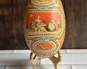 Vintage Vincenzo Tin Litho Egg Faberge Design Imperial Cameo