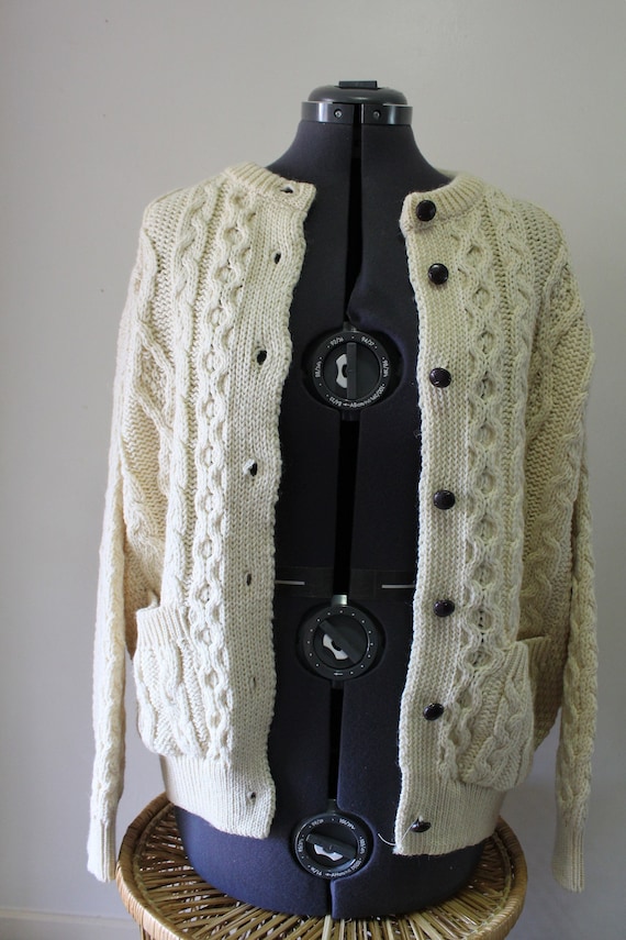 Vintage Western Island Wool Knit Cardigan Sweater… - image 2