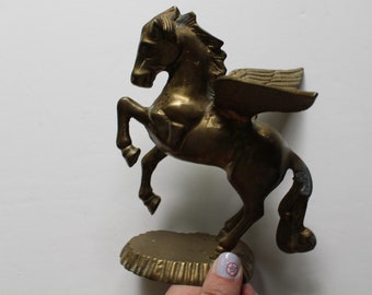 Vintage Large Brass Winged Pegasus Statue 1970s