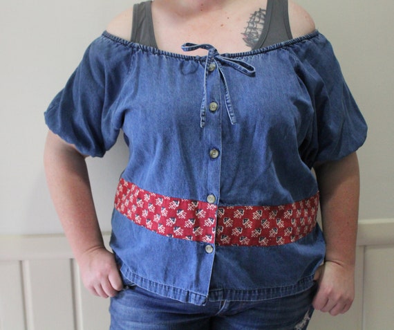 Vintage Proudly Plus Women's Denim Off The Should… - image 2