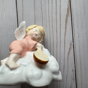 Vintage Enesco Cherub Angel In The Clouds Bone China Lamp Night Light 1980
