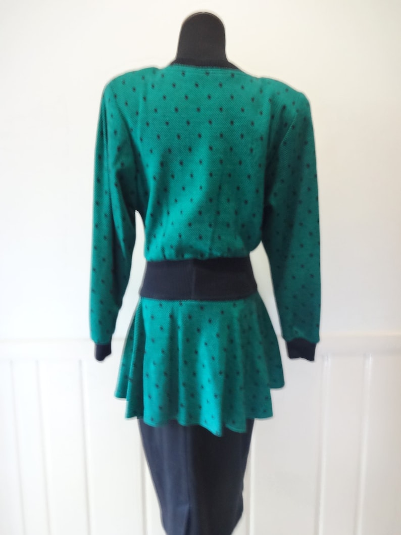 Vintage All That Jazz Green Polka Dot Dress 1980s Etsy