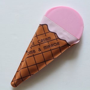 Vintage Strawberry Ice Cream Comb and Mirror Accessory Set 1990