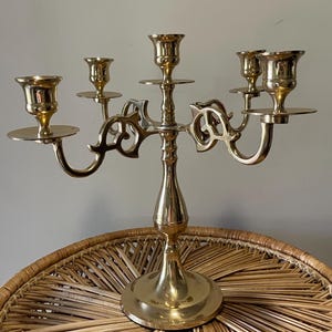 Vintage Brass Candelabra 5 Arm Taper Candlestick Holder 1980s