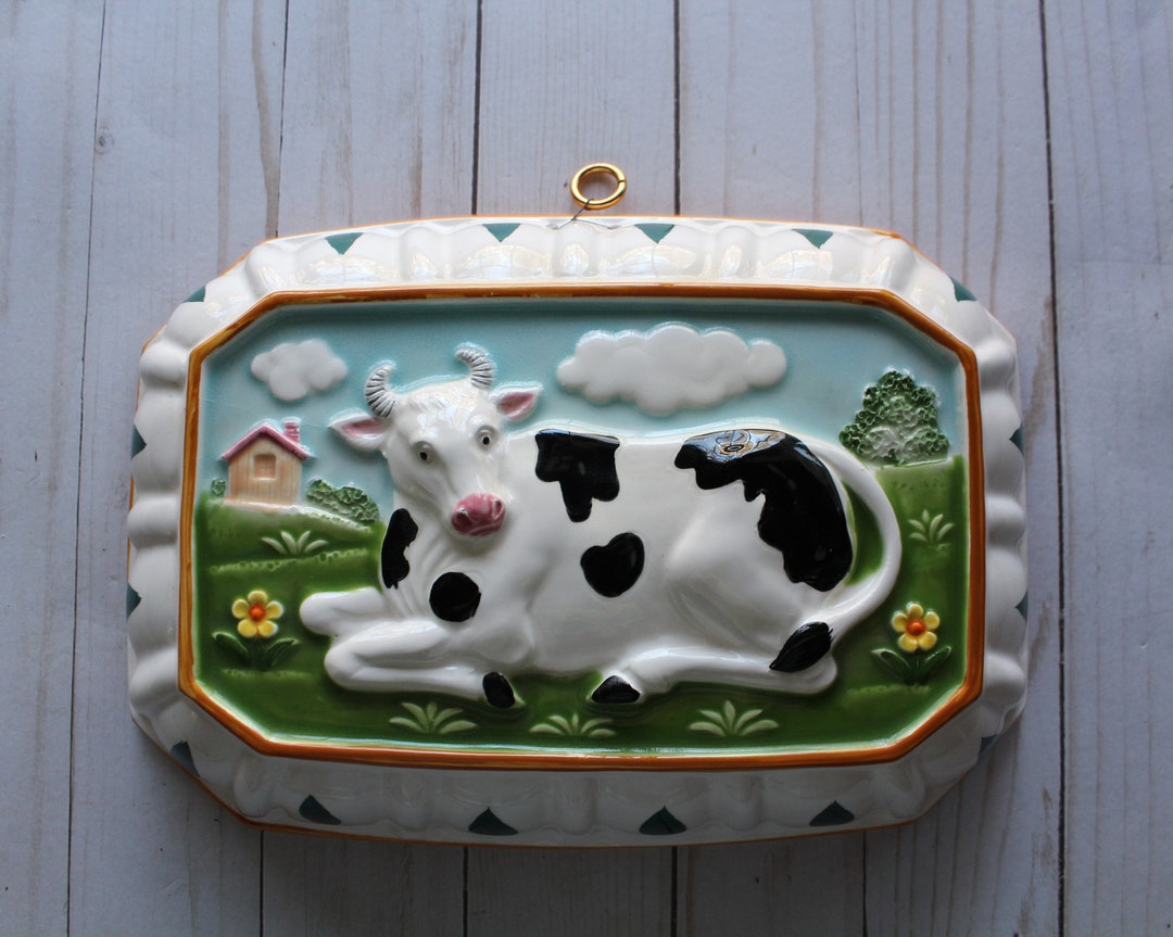Vintage Ceramic Cow Jello Mold Wall Hanging Made in Japan Etsy