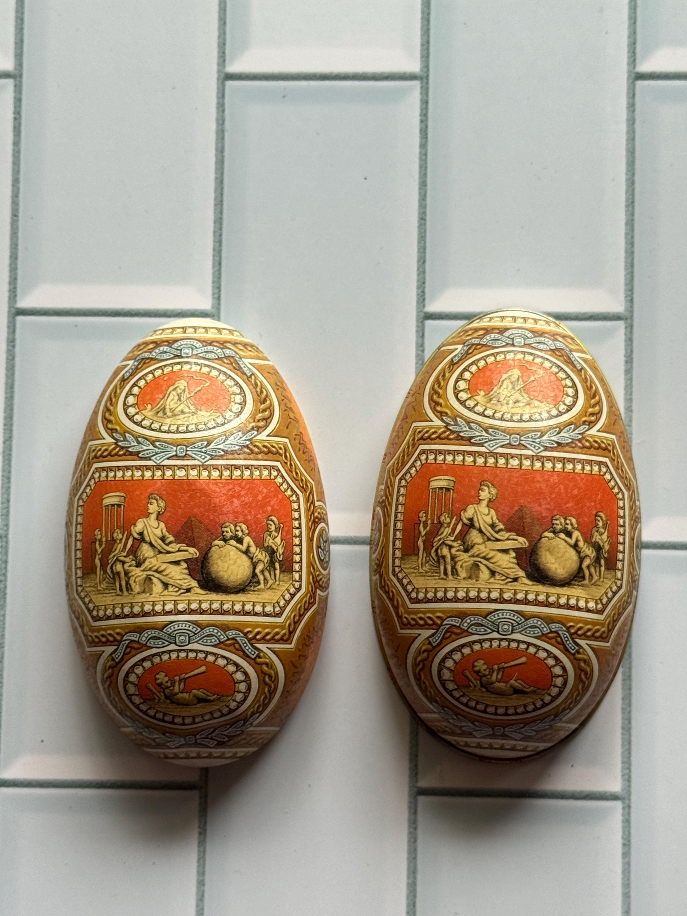 Vintage Vincenzo Tin Litho Egg Faberge Design Imperial Cameo