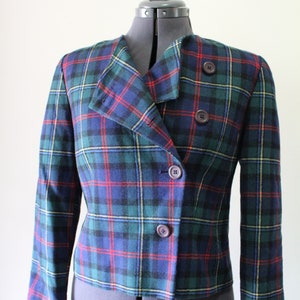 Vintage Pendleton Grönröd Gul Rutig Kavaj i 100 % Virgin Ull Storlek 6 1980-tal