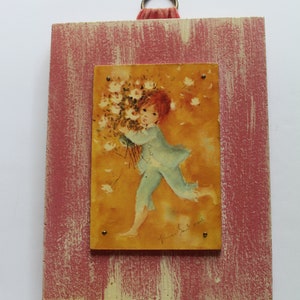 Vintage Handmade Francis Saint Marc Wooden Wall Art Plaque 1970s