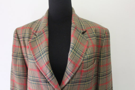 Vintage Gap Brown Plaid 100% Worsted Wool Blazer … - image 2