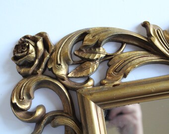 Vintage Large Homco Decorative Golden Rose Filigree Framed