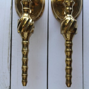 Vintage Twisted Brass Candlestick Holder Wall Sconces 1970s image 4