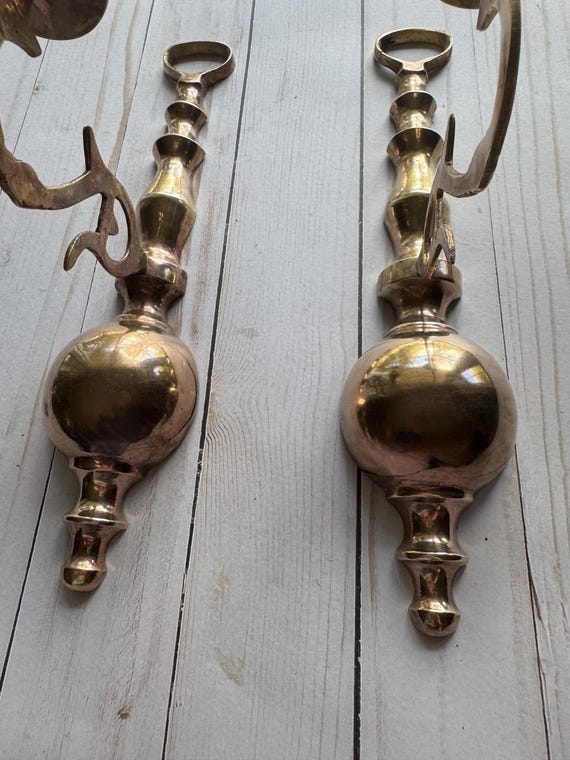 ヴィンテージ真鍮製キャンドルホルダー 壁付け燭台 1970年代