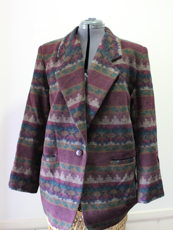 Vintage Braetan Aztec Geometric Pattern Wool Blend