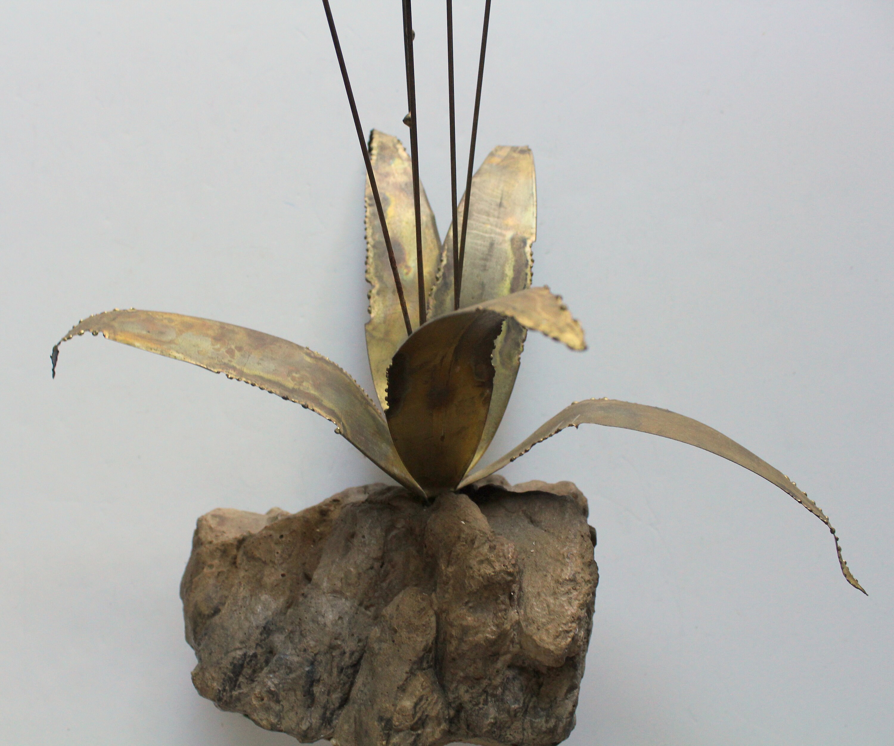 Vintage Brass Plant Sculpture With Rock Base 1960s - Etsy