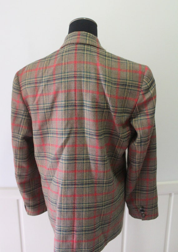 Vintage Gap Brown Plaid 100% Worsted Wool Blazer … - image 4