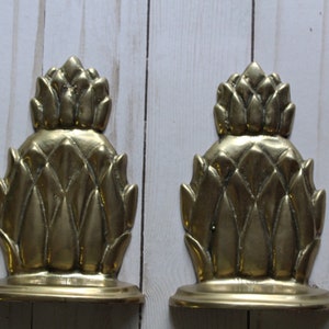 Vintage Set Ananas Buchstützen aus Messing 1980er Jahre