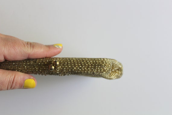 Vintage Gold Glass Bead Art Deco Style Clutch Han… - image 3