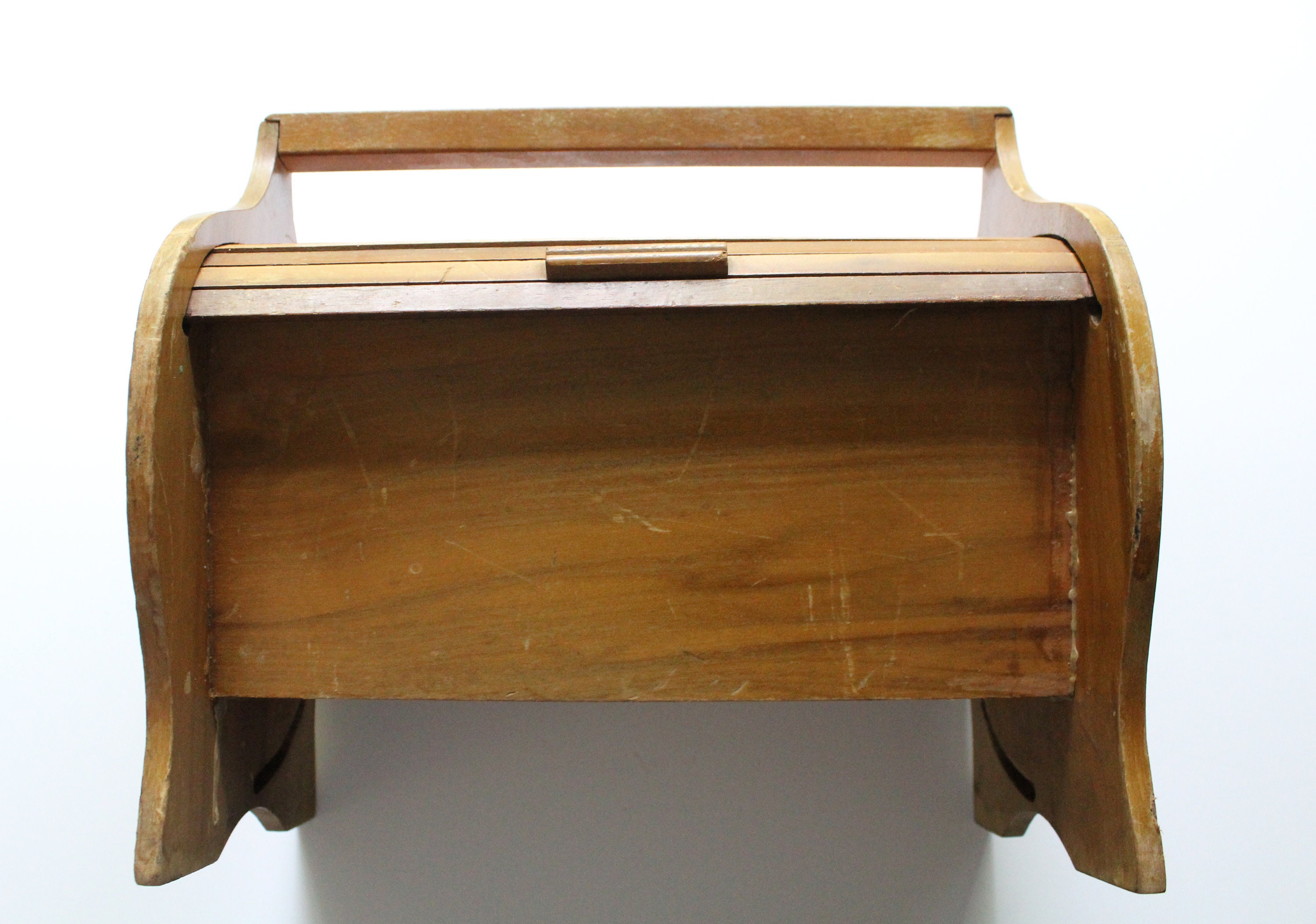 Vintage Wooden Roll Top Sewing Storage Box 1960s Etsy