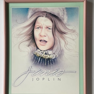 Vintage Framed Janis Joplin Portrait Large Poster Print Wall Art 1980s