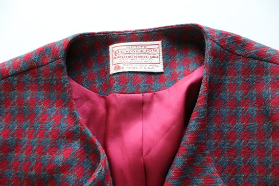 Vintage Pendleton Plaid Wool Hounds Tooth Blazer … - image 2