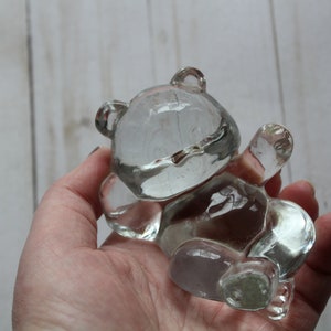 Vintage Pair of Fenton Crystal Clear Glass Bear Statues 1980s