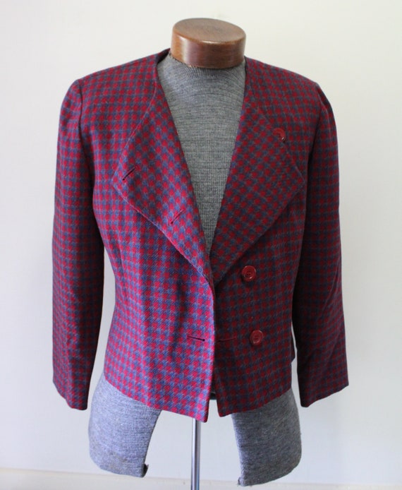 Vintage Pendleton Plaid Wool Hounds Tooth Blazer … - image 4