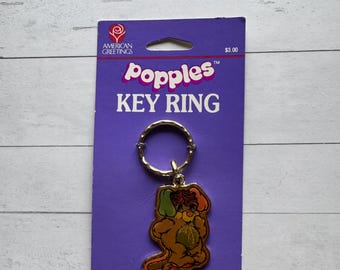 Vintage American Greetings Metal Popples Keychain 1986