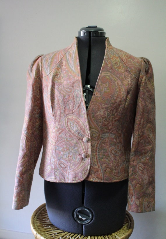 Vintage Pioneer Wear Pink Paisley Pattern Blazer J