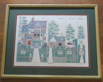 Vintage Bruce B Johnson Signed Print Unreal Estate Framed Wall Art 2000