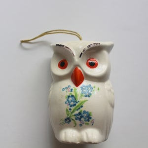 Vintage Ceramic Owl Potpourri Ornament 1970s