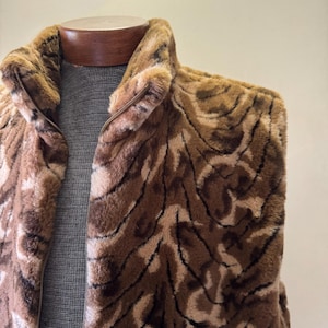 Vintage Starfire Faux Fur Full Zip Vest Size Large 1980s