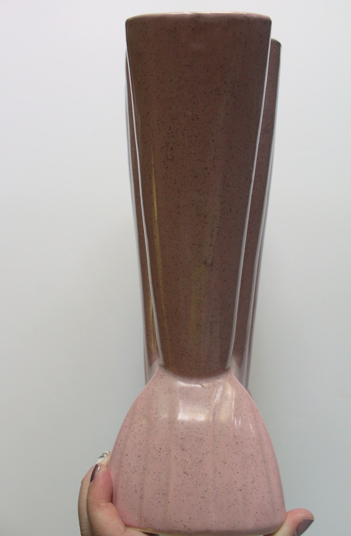 Vintage Brush McCoy Pottery Pink Speckled Pottery Footed Fan | Etsy